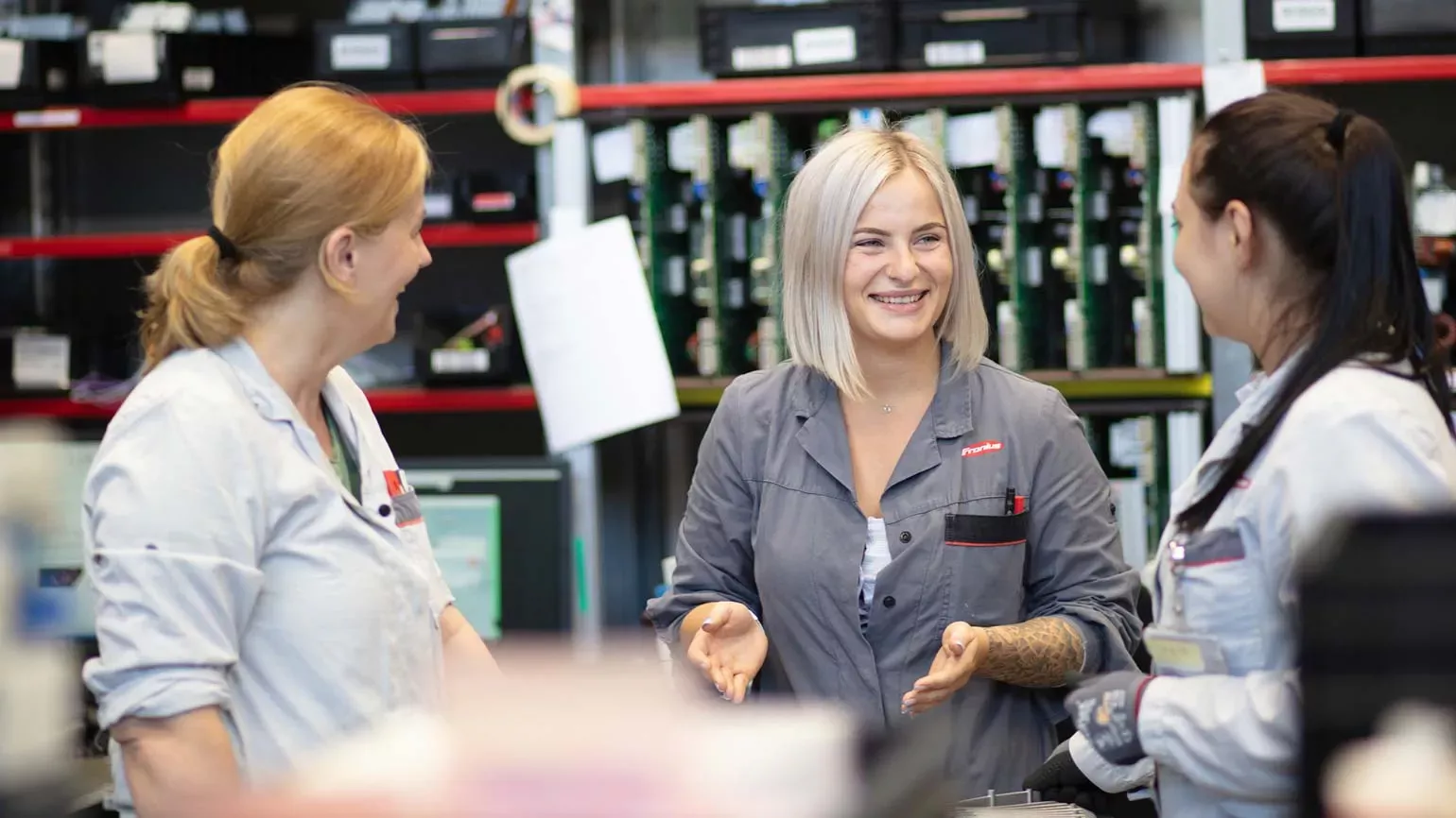 Satisfied employees from manufacturing