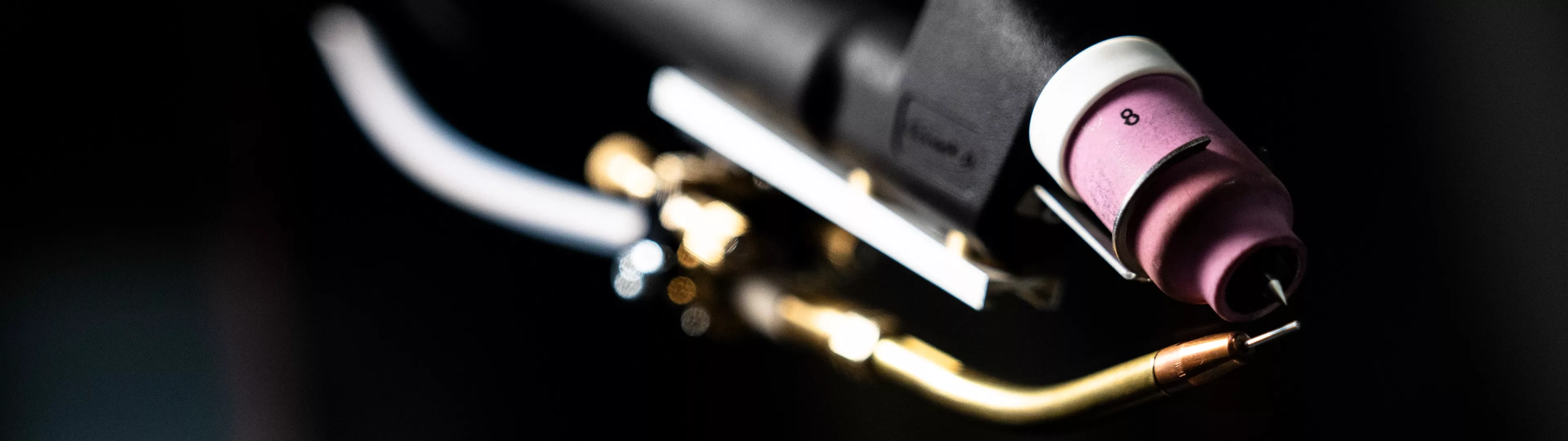 TIG robot welding torch close-up view