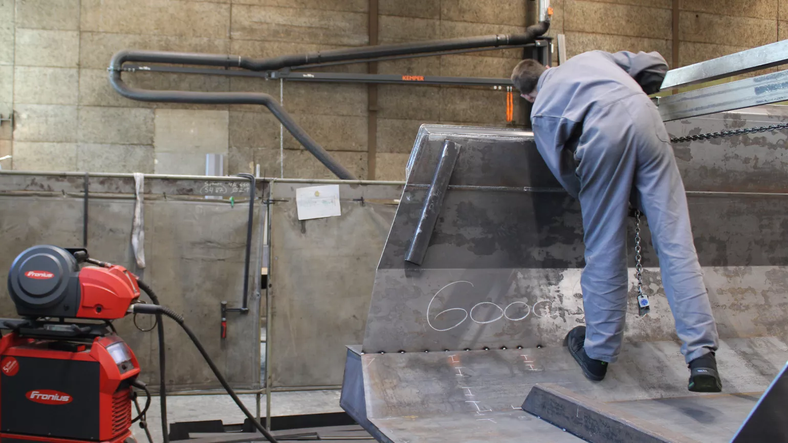 Man welds