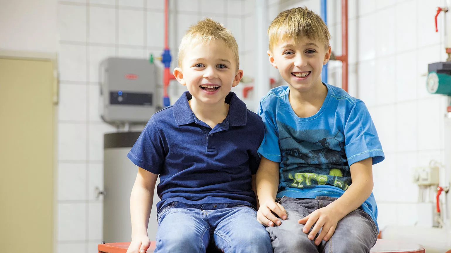 2 kids in the boiler room